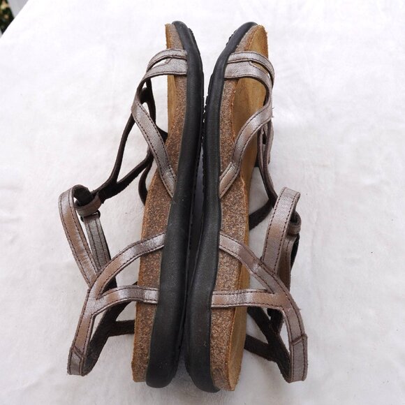 Naot Bronze Leather Open Toe Comfort Sandals Size 39 Hook & Loop Strap - Picture 6 of 8